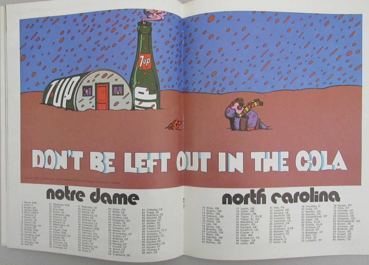 October 16, 1971 North Carolina vs. Notre Dame College Football Program