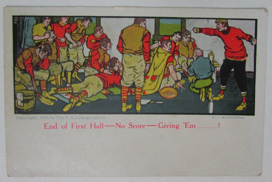 1908 End of First Half-No Score  M.L. Blumenthal Football Postcard 148864