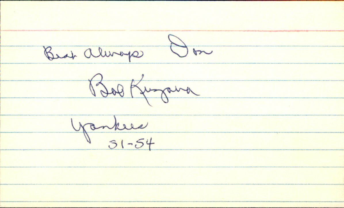 Bob Kuzava New York Yankees d.2017 Signed/Autographed 3x5 Index Card 162512