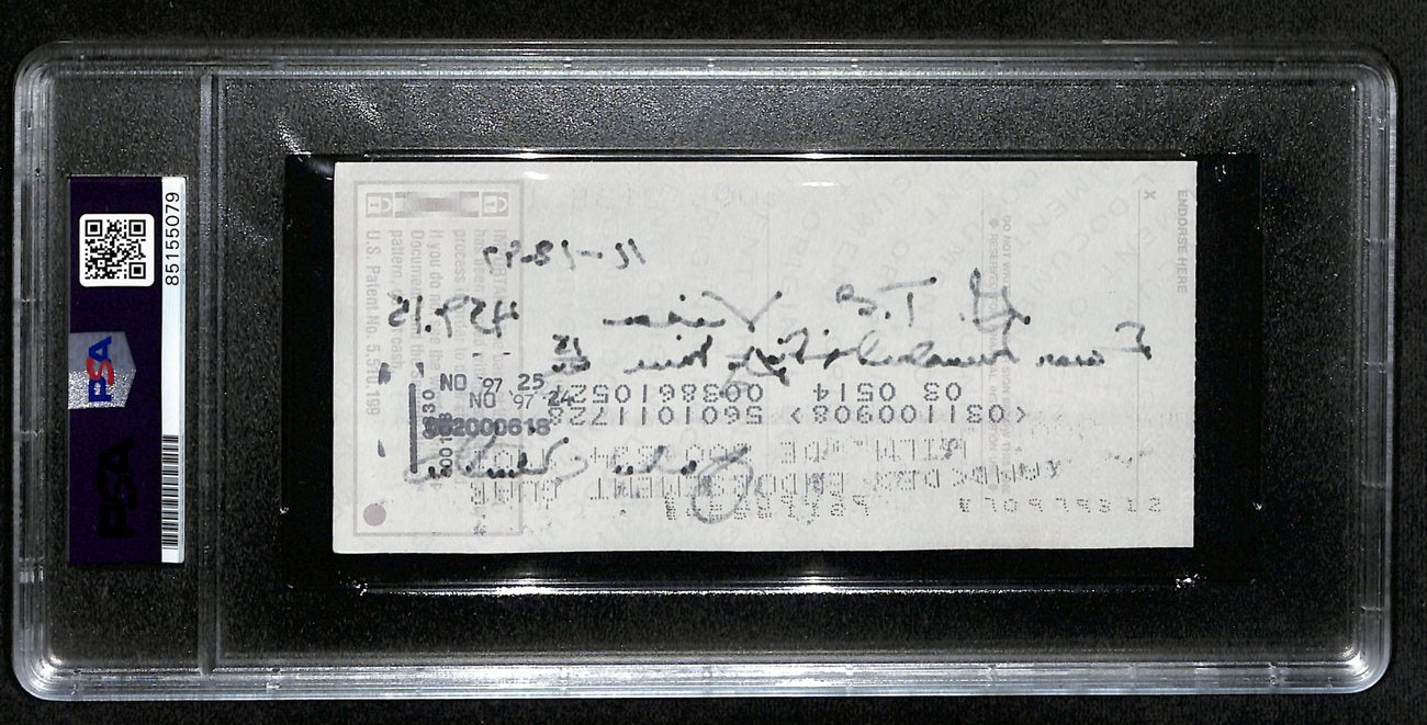 Johnny Unitas HOF Signed/Auto 1997 Bank Check Colts PSA/DNA GEM MT 10 192618