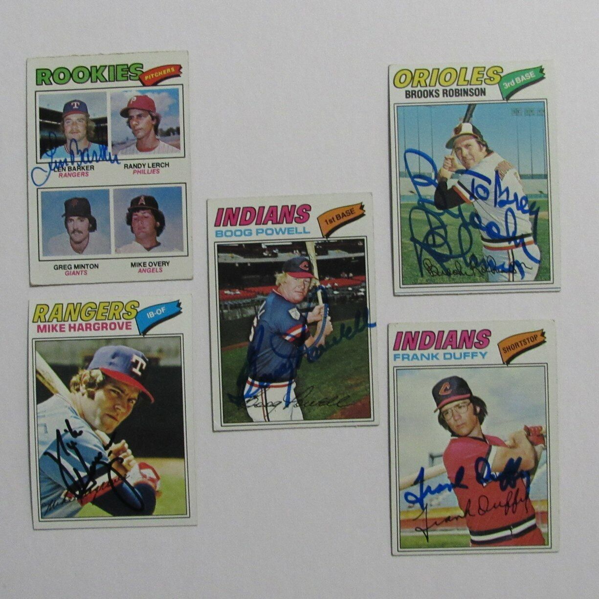 Lot of 9 Signed/Auto 1977 TOPPS Baseball Cards Palmer Perry Robinson 166763
