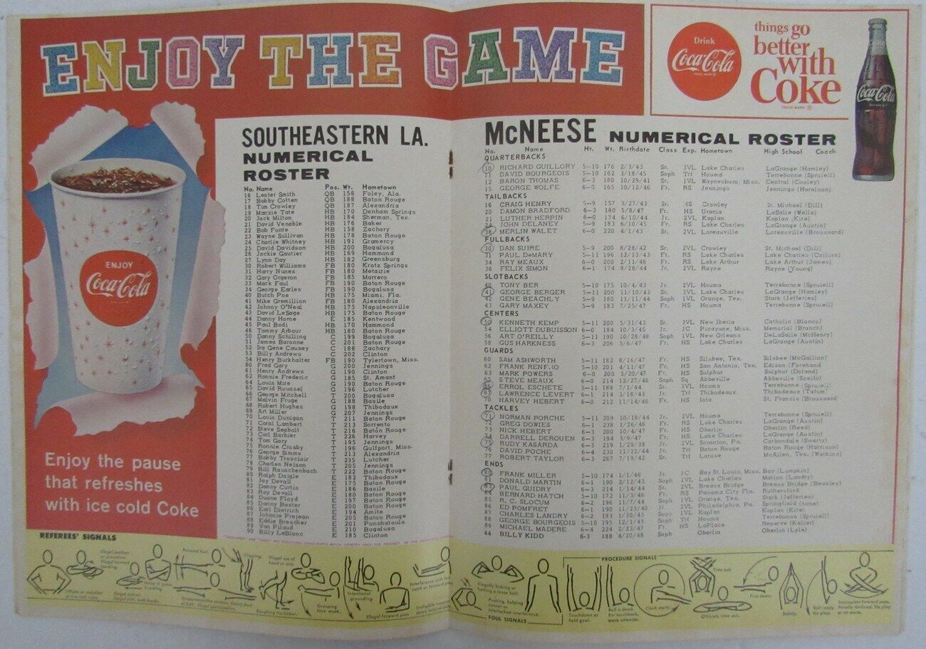 1965 McNeese State vs. Southeastern College Football Game Program 148914