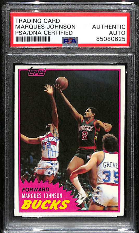 Marques Johnson Signed 1981 Topps Card #24 Milwaukee Bucks PSA/DNA 185079