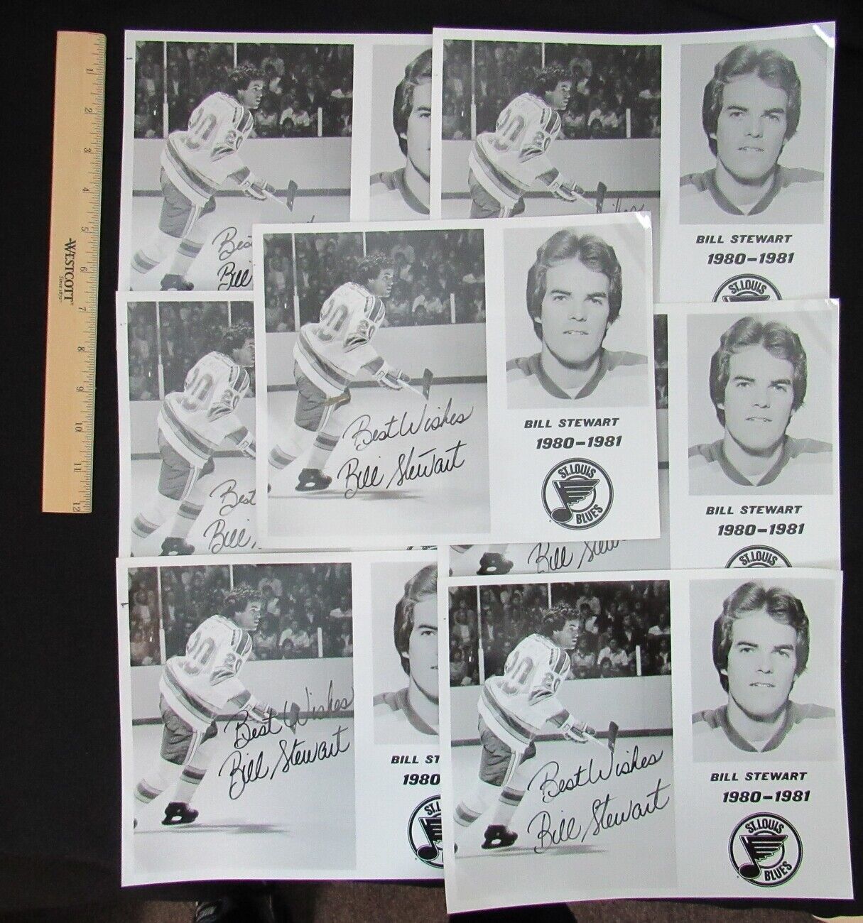 Lot of 7 Bill Stewart St. Louis Blues 1980-81 Auto/Signed 8x10 Photo 150160