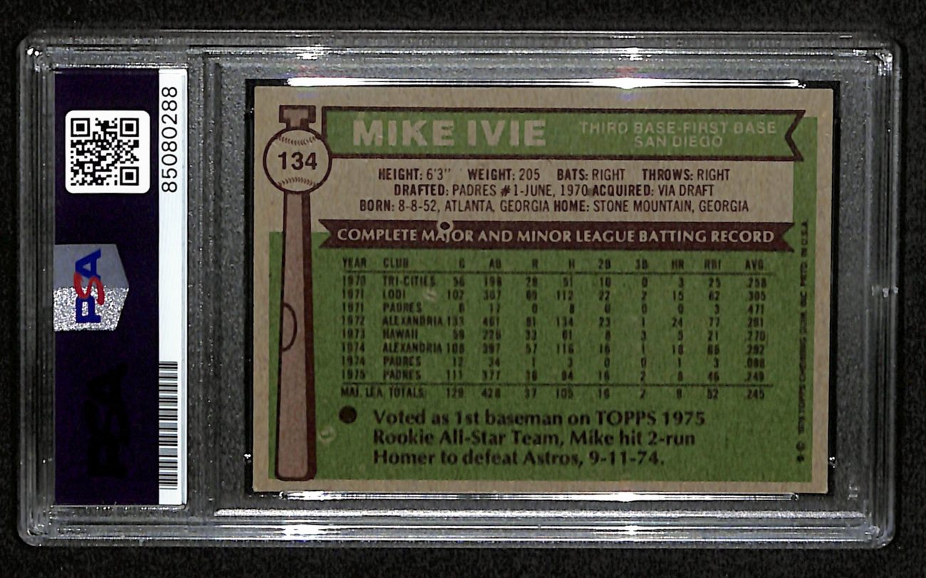 Mike Ivie Signed 1976 Topps Card #134 San Diego Padres PSA/DNA 184436