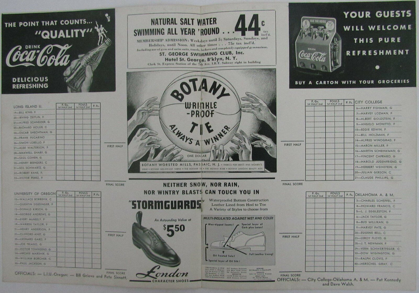 1940 NCAA Basketball Doubleheader Games Program at Madison Square Garden 145177