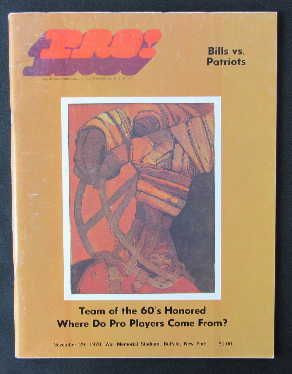 November 29, 1970 PRO! Football Game Program Bills vs. Patriots 172298
