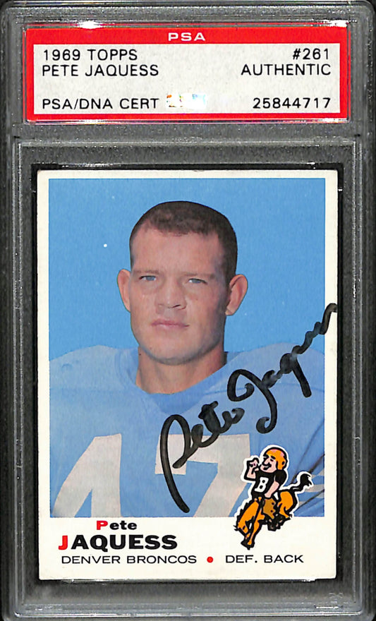 Pete Jaquess Signed 1969 Topps Card #261 Denver Broncos PSA/DNA 185980