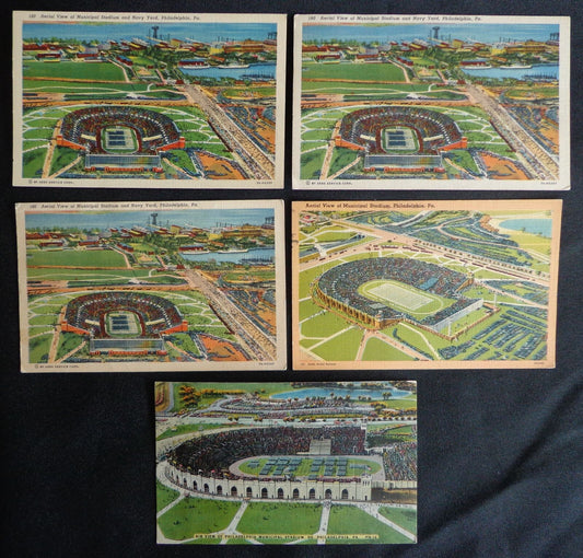 Lot of (5) 1940's Postcards Municipal Stadium Philadelphia 176178