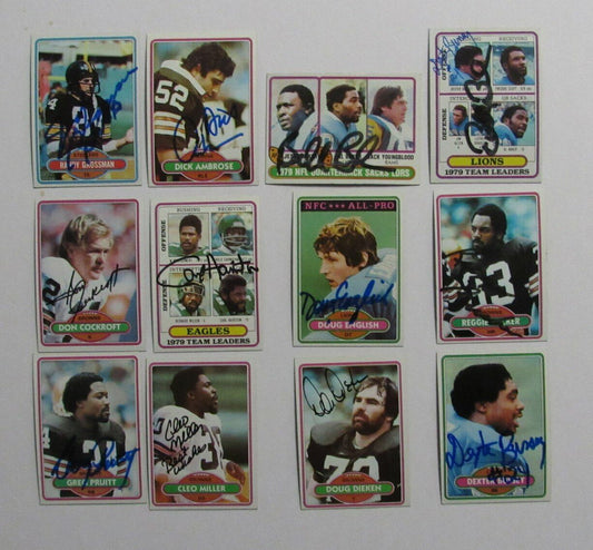 Lot of 12 1980 Topps Signed/Auto Football Cards Browns Lions Steelers 166768