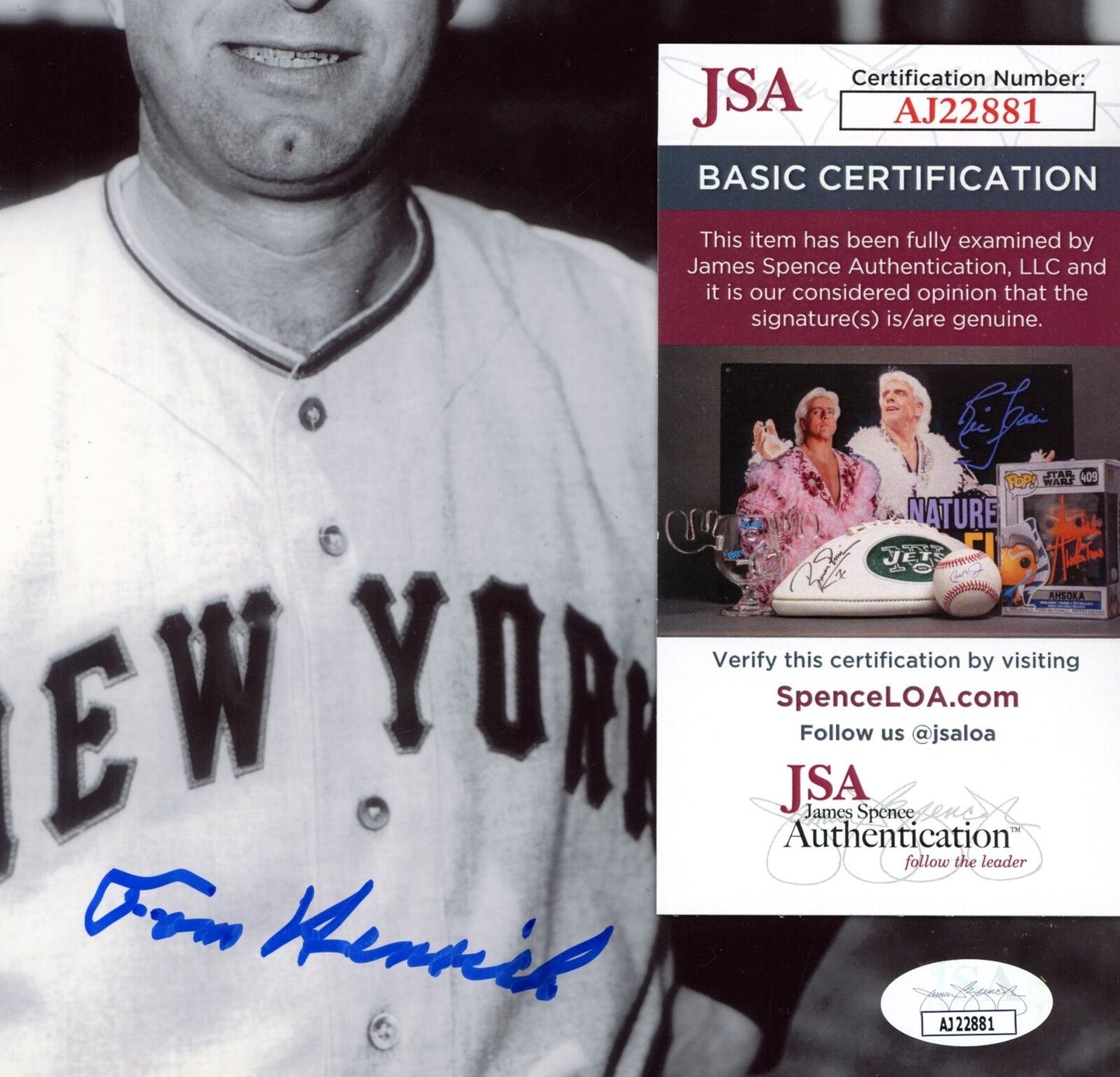Tommy Henrich Autographed 8x10 Photo New York Giants JSA 177866
