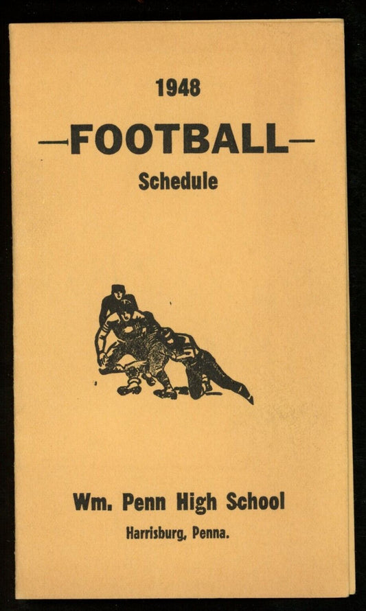 1948 William Penn High School Football 2.5x4.25 Pocket Schedule Harrisburg, PA