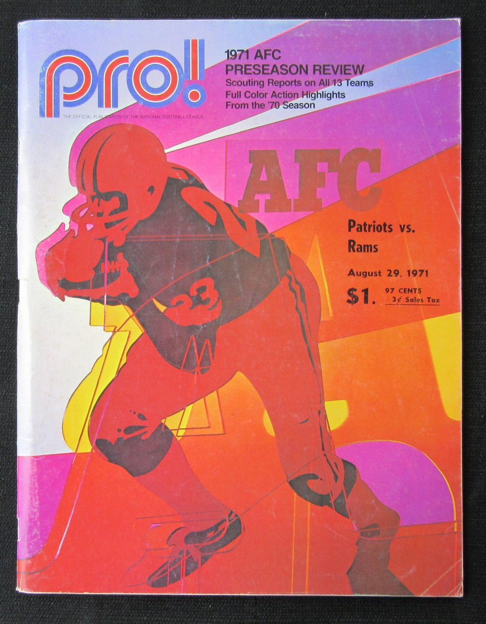New England Patriots 1971 Pro! Magazine 8/29 vs. Rams Game Program 181377
