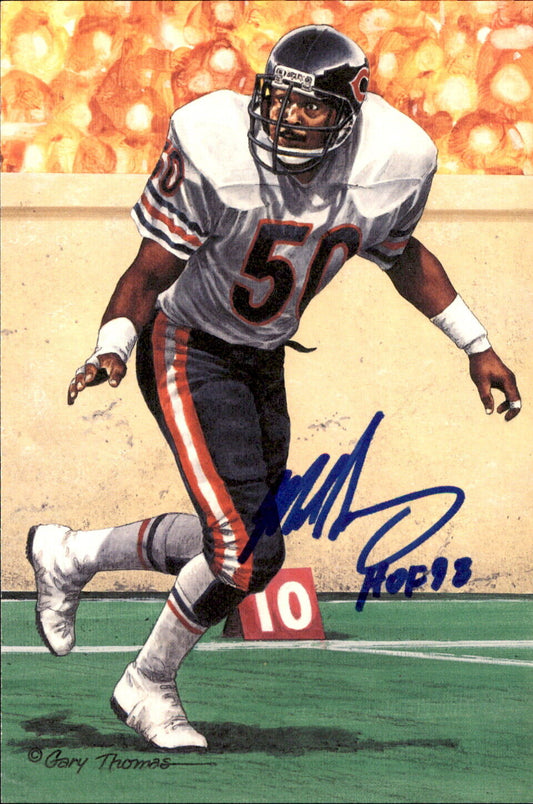 Mike Singletary HOF Autographed/Inscribed Goal Line Art GLAC Postcard Bears JSA