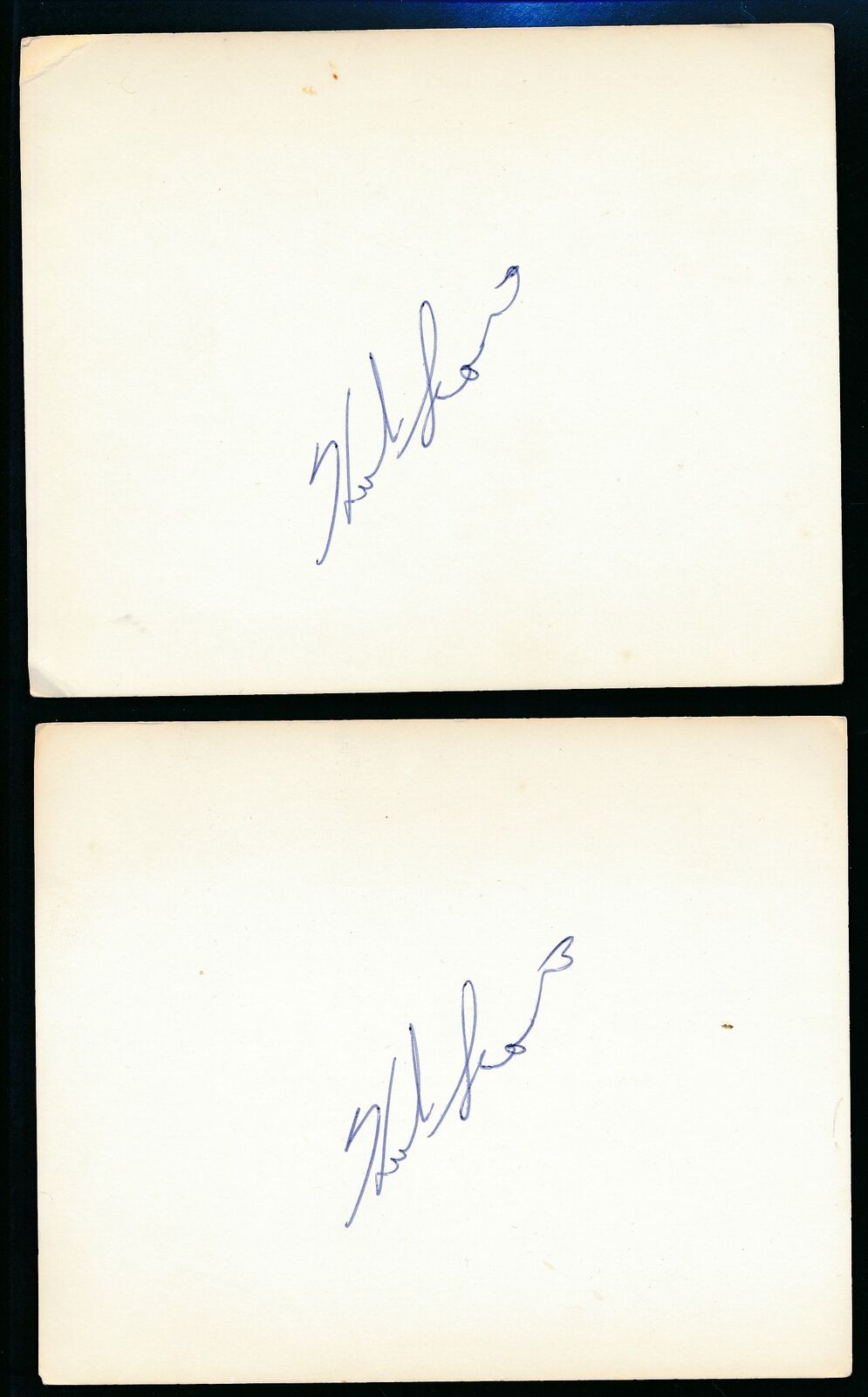 Lot of (2) Autographed Herb Score 4x5 Cards Cleveland Indians