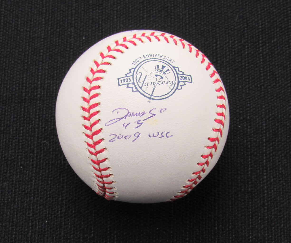 Damaso Marte Signed/Auto Yankees 100th OML Baseball JSA Inscr 186616