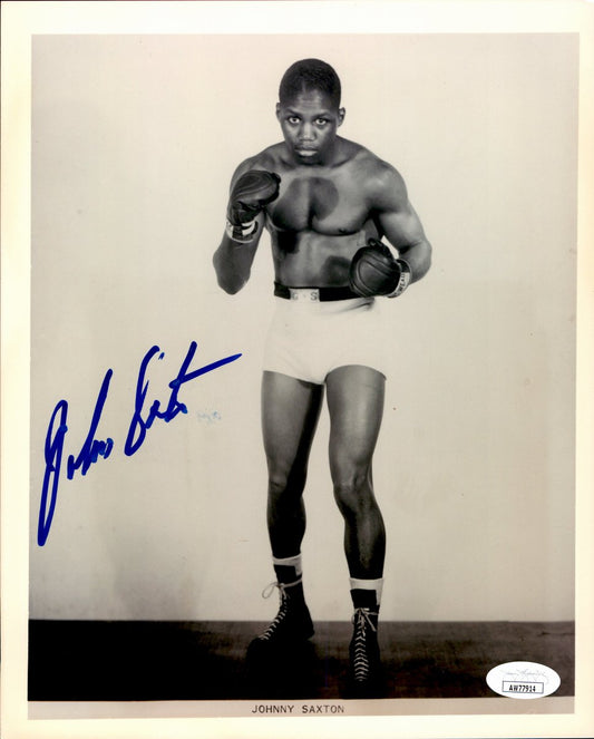 Johnny Saxton Signed/Autographed 8x10 B/W Boxing Photo JSA 191030