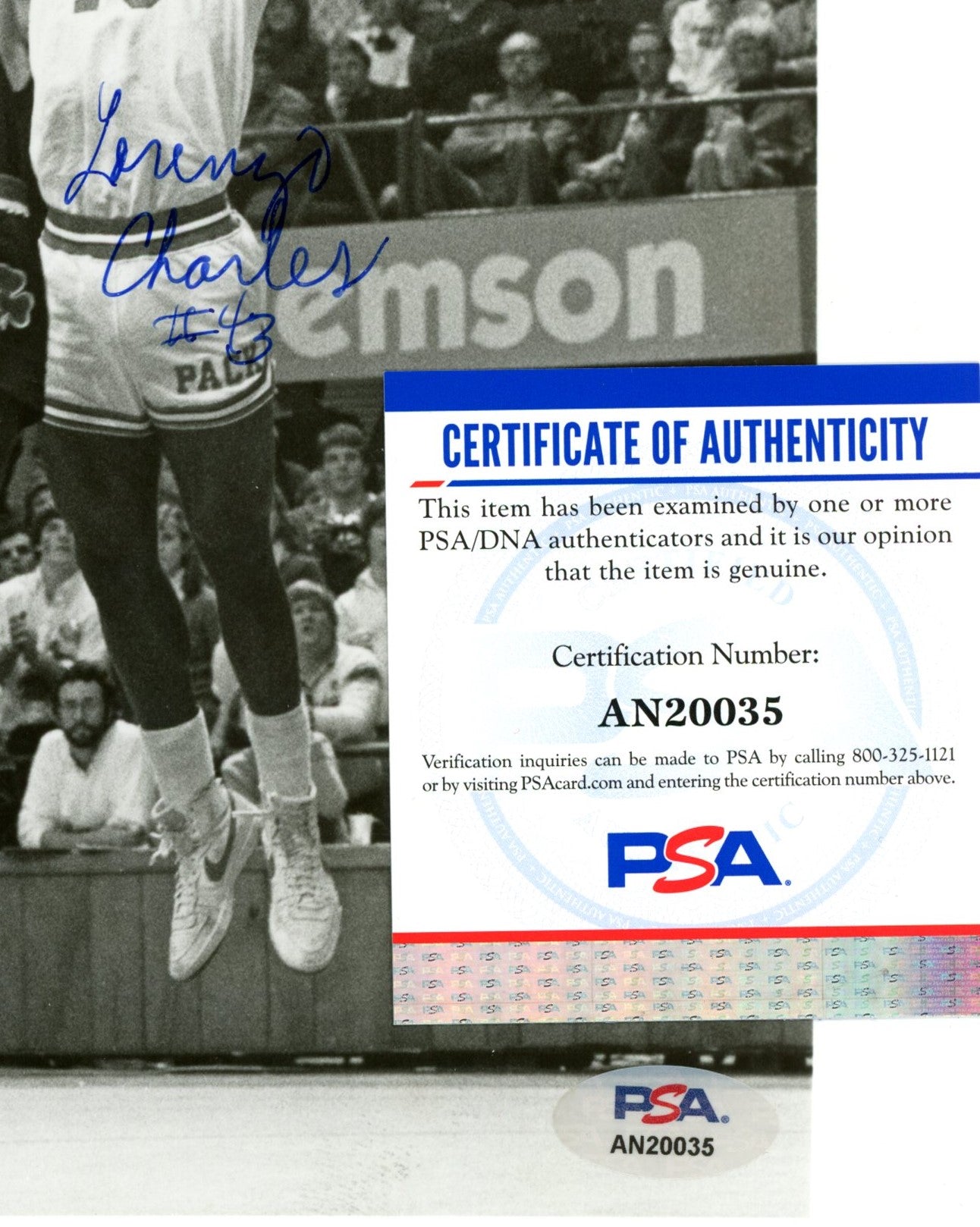 Lorenzo Charles Signed/Auto 8x10 Photo North Carolina PSA/DNA 188063