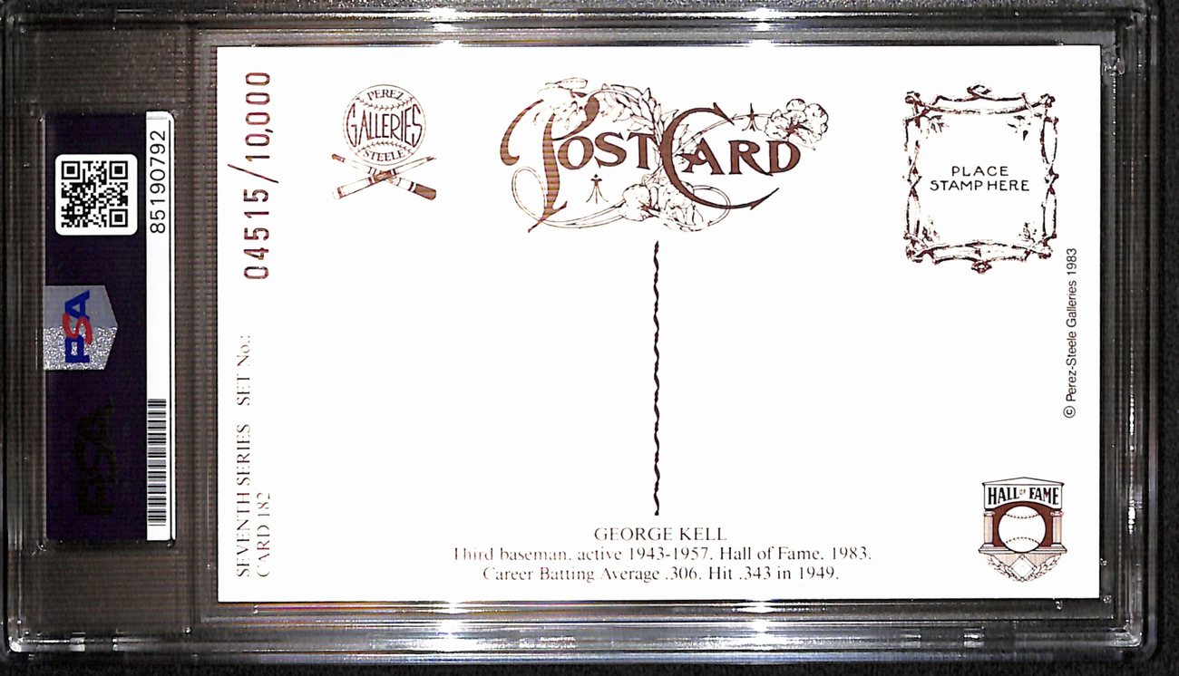 George Kell HOF Signed 1983 Perez Steele Postcard Tigers PSA/DNA 187428
