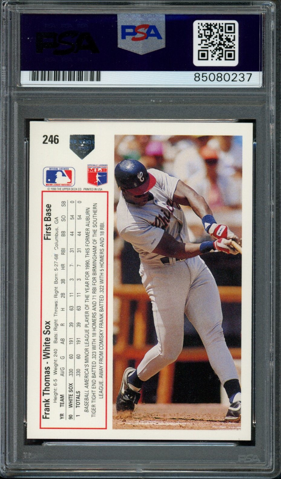 Frank Thomas HOF Autographed 1991 Upper Deck Card #246 White Sox PSA/DNA 184055