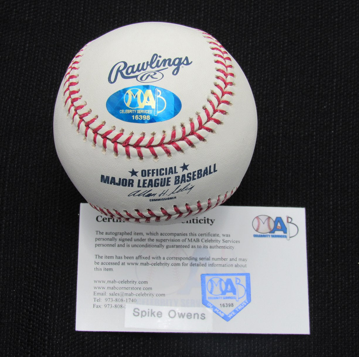 Spike Owen Signed/Auto Yankees 100th OML Baseball MAB 187075