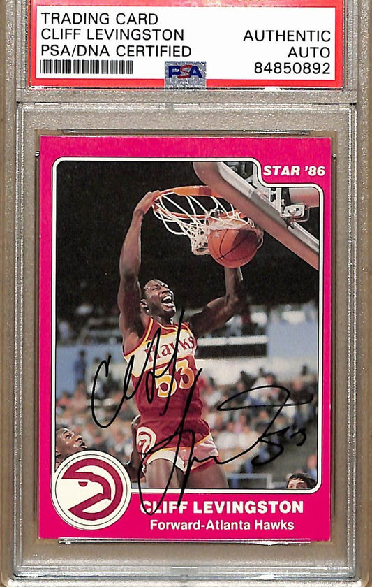 1985-86 Star Company #45 Cliff Levingston Hawks Signed/Auto Card PSA/DNA 178941