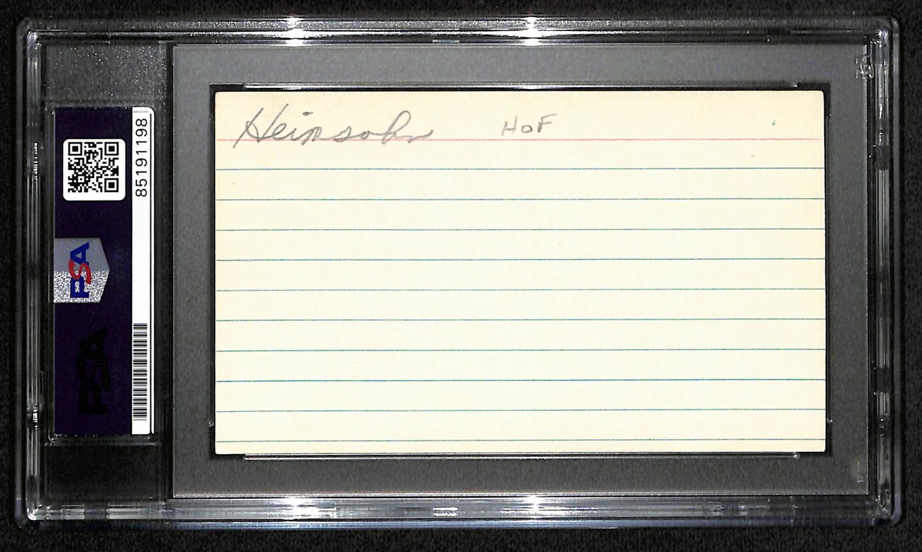Tom Heinsohn HOF Signed/Auto 3x5 Index Card Boston Celtics PSA/DNA 188548