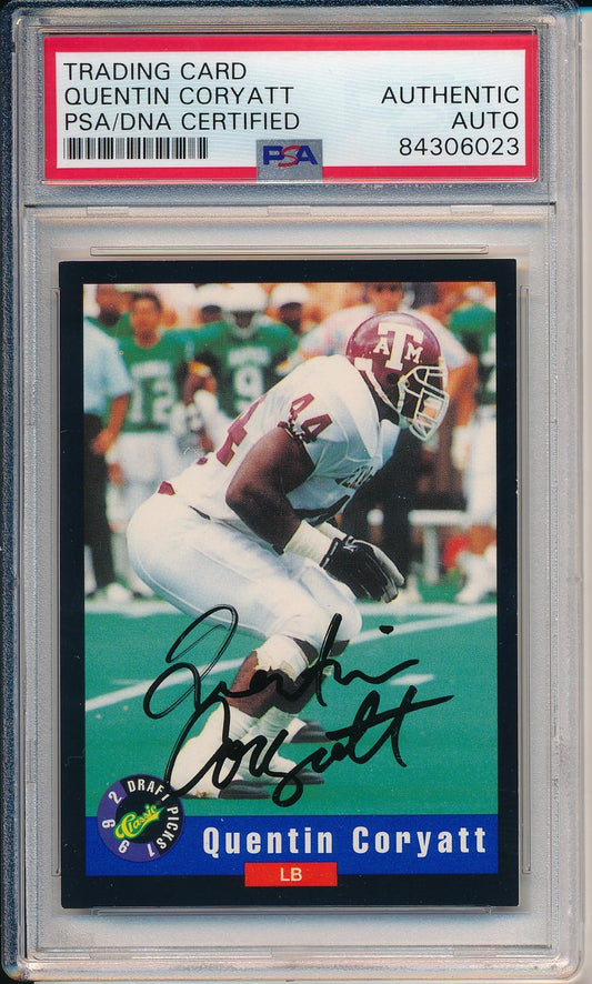 Quentin Coryatt Colts Signed/Auto 1992 Classic Games Card #3 PSA/DNA 158718