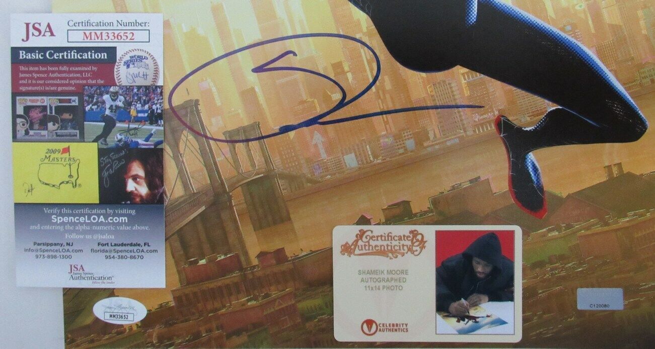 Shameik Moore Spider-Man Signed 11x14 Print Into the Spider-Verse JSA 158206