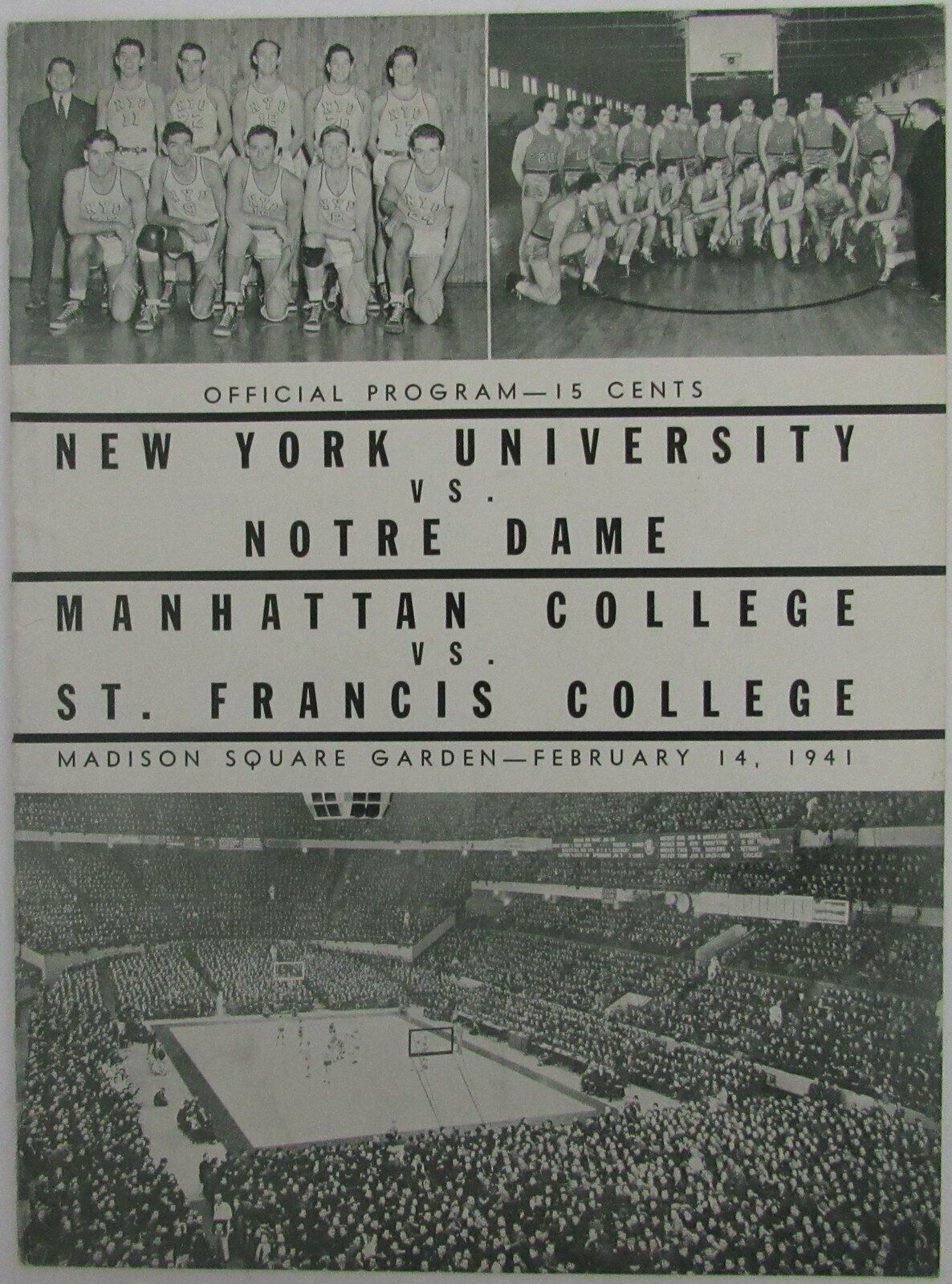 1941 NCAA Basketball Doubleheader Games Program at Madison Square Garden 145158