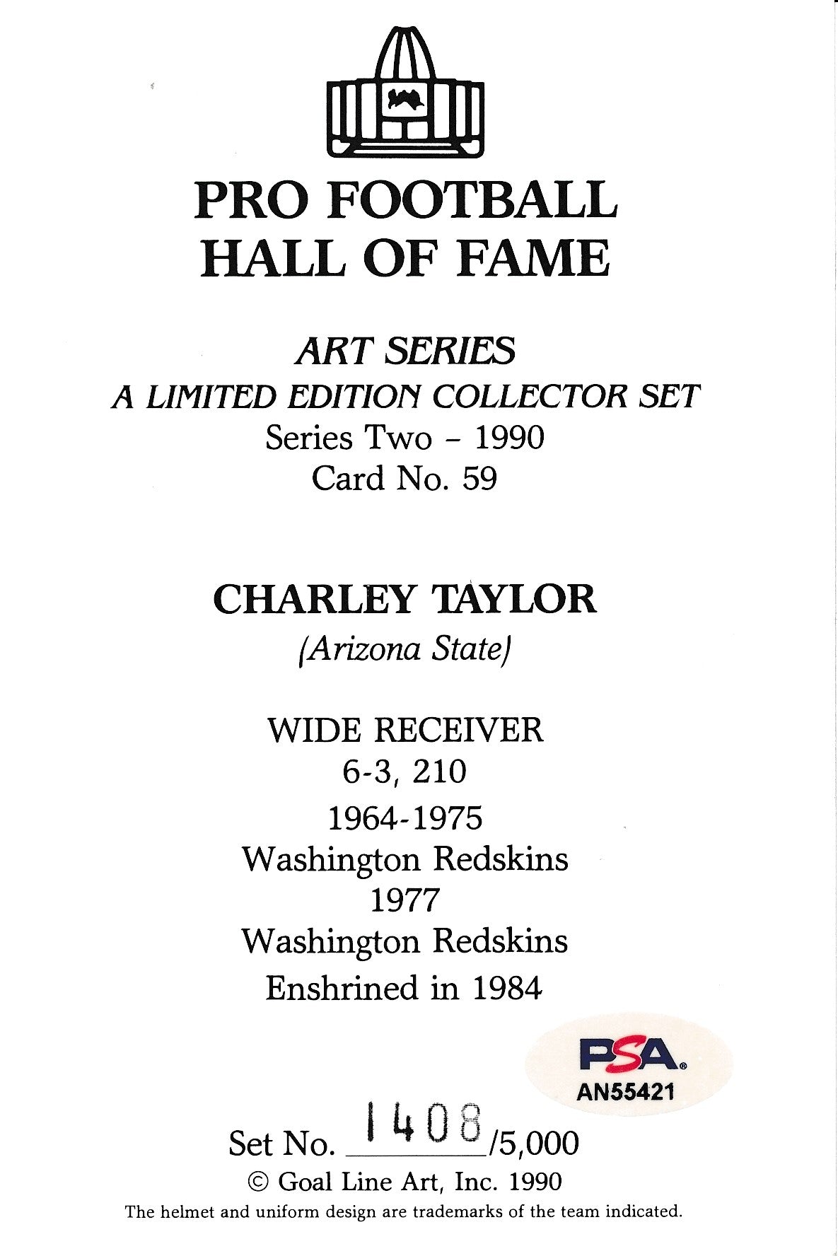 Charley Taylor Redskins Signed 1990 GLAC/Goal Line Art Postcard PSA/DNA 186328