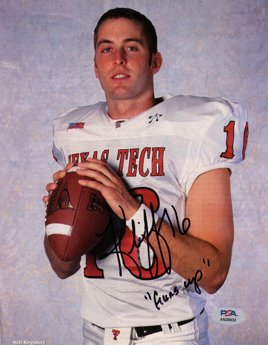 Kliff Kingsbury Signed/Inscribed 8x10 Magazine Photo Texas Tech PSA/DNA 188077