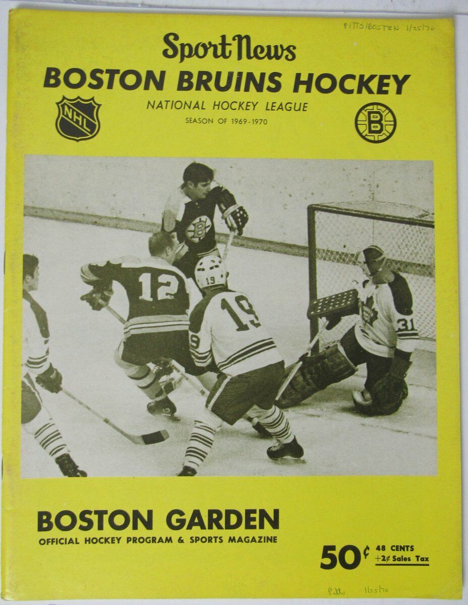 Boston Bruins NHL Hockey Program vs. Pittsburgh Penguins 1/25/70 146296