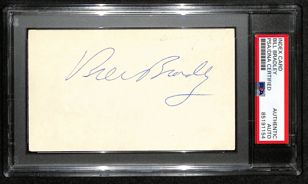 Bill Bradley HOF Signed/Auto 3x5 Index Card New York Knicks PSA/DNA 188592
