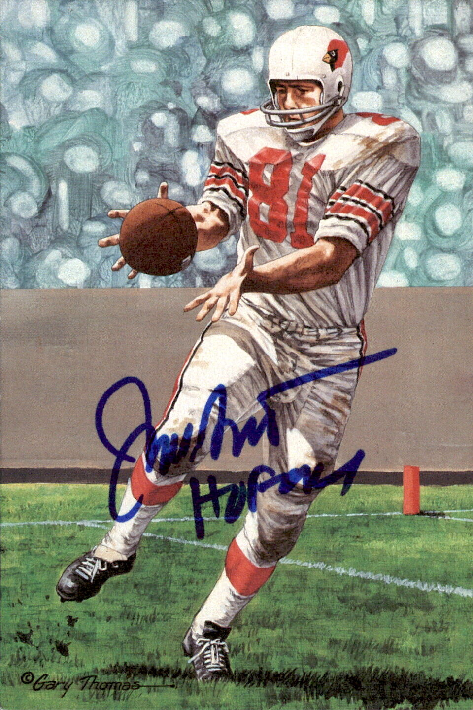 Jackie Smith HOF Autographed Goal Line Art GLAC Postcard St. Louis Cardinals JSA