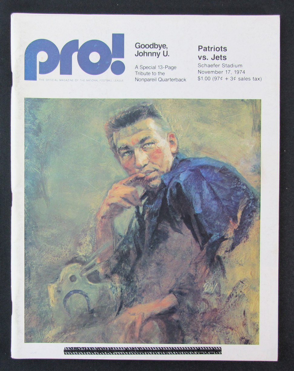 1974 New England Patriots vs. New York Jets Program 11/17 Johnny Unitas 172511