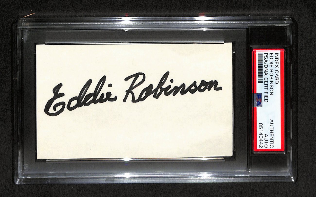 Eddie Robinson  Autographed 3x5 Index Card PSA/DNA 186549