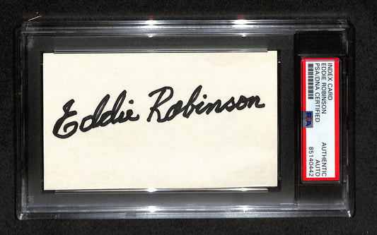 Eddie Robinson  Autographed 3x5 Index Card PSA/DNA 186549