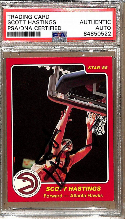 1984-85 Star Company #80 Scott Hastings Hawks Signed/Auto Card PSA/DNA 178945