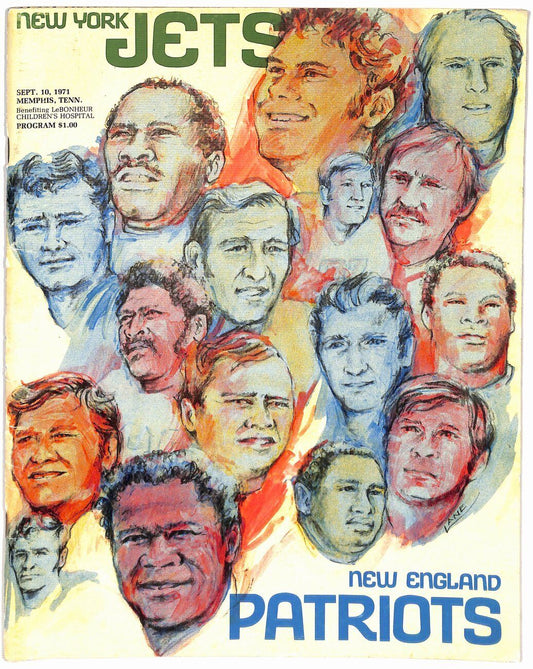 1971 New York Jets vs. New England Patriots Game Program 9/10 in Memphis 181710