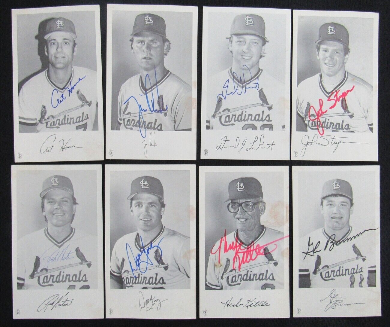 Lot of 8 St. Louis Cardinals Auto/Signed 3x5 Team Photos incl.LaPointe 150671