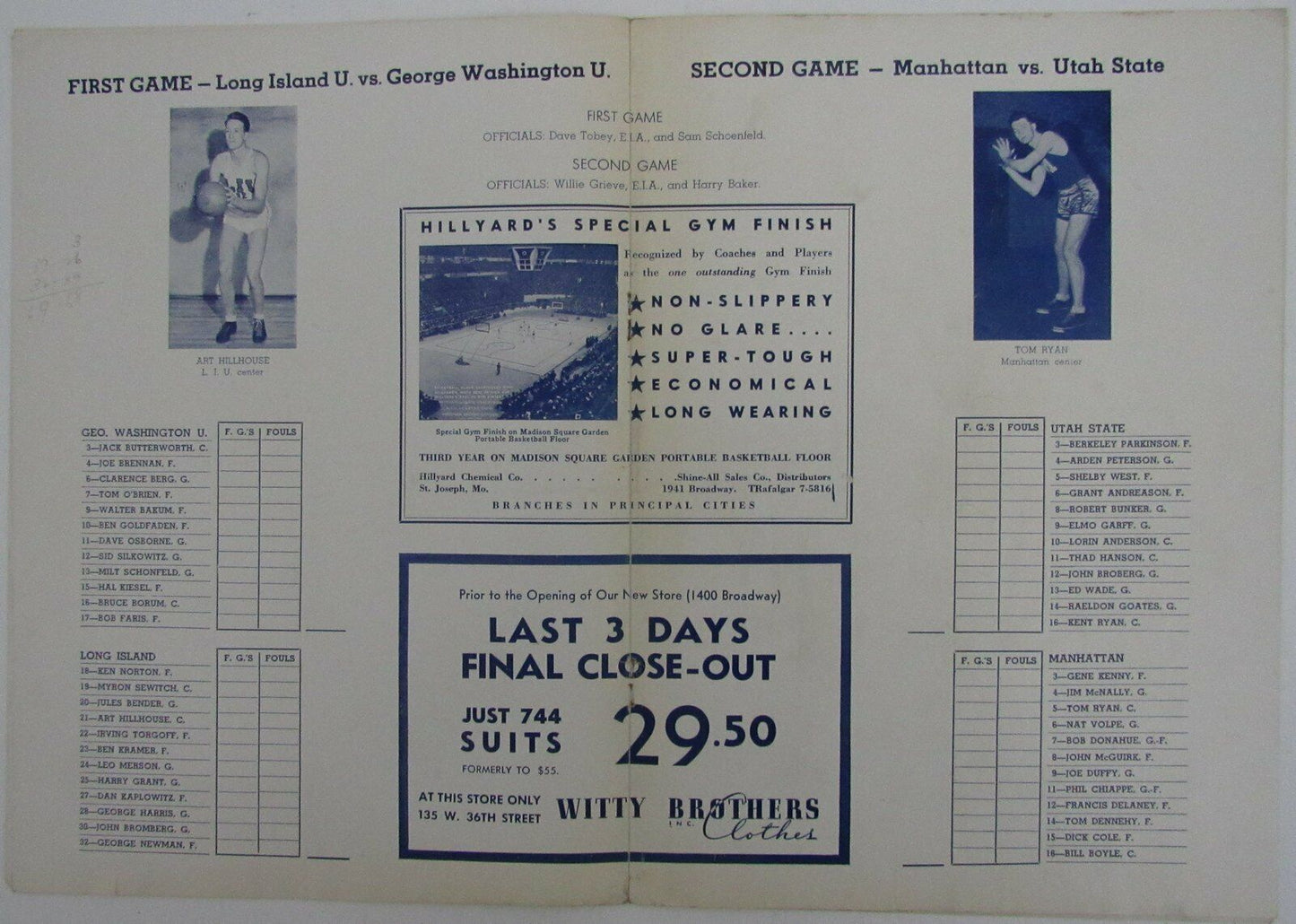 1937 NCAA Basketball Doubleheader Games Program at Madison Square Garden 145185
