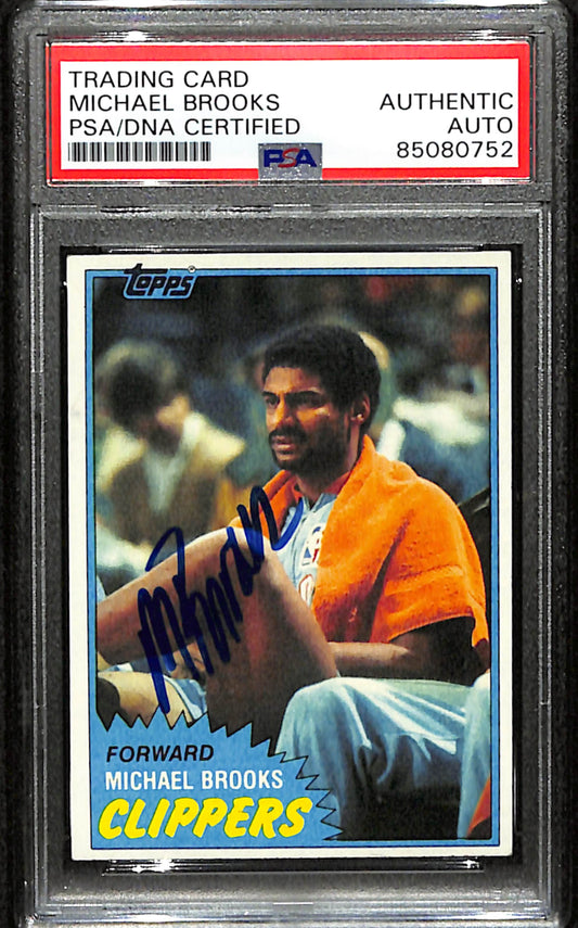 Michael Brooks Signed 1981 Topps Card #91 San Diego Clippers PSA/DNA 185745