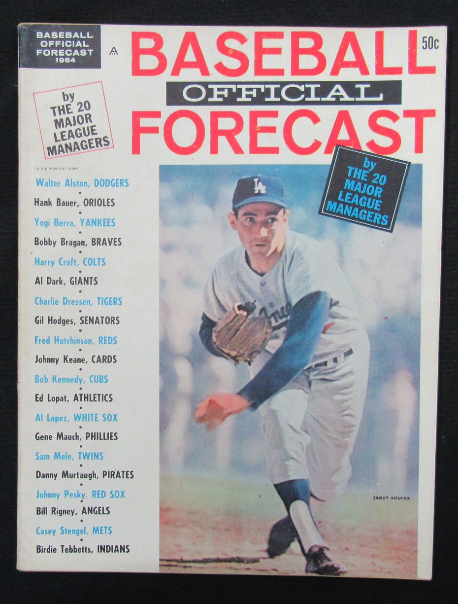 1964 Baseball Official Forecast Magazine Sandy Koufax LA Dodgers Cover 185563