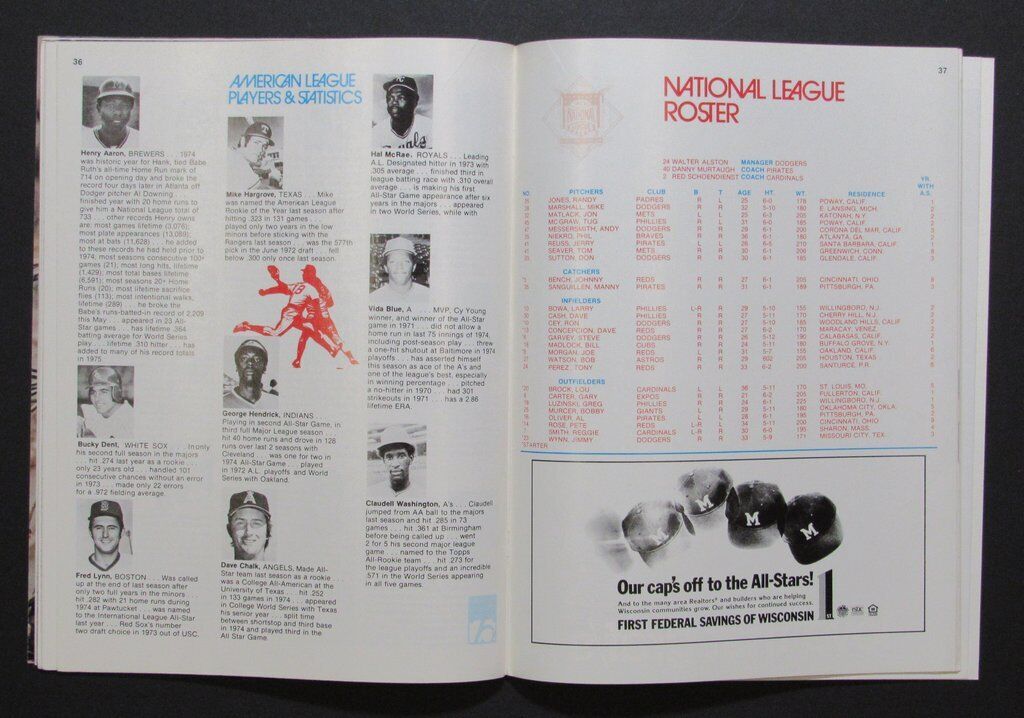 1975 MLB All-Star Souvenir Magazine in Milwaukee