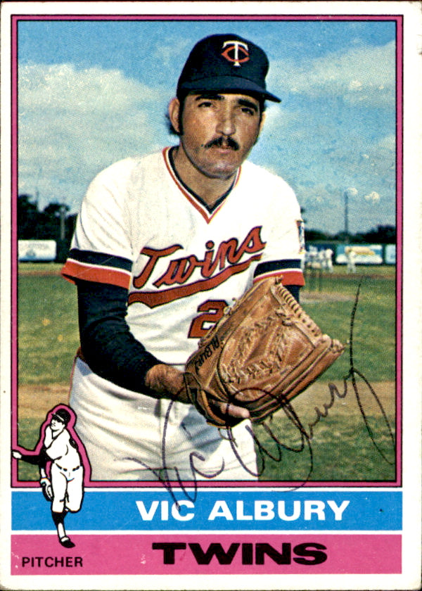 Vic Albury Autographed 1976 TOPPS Card #336 Minnesota Twins 183450