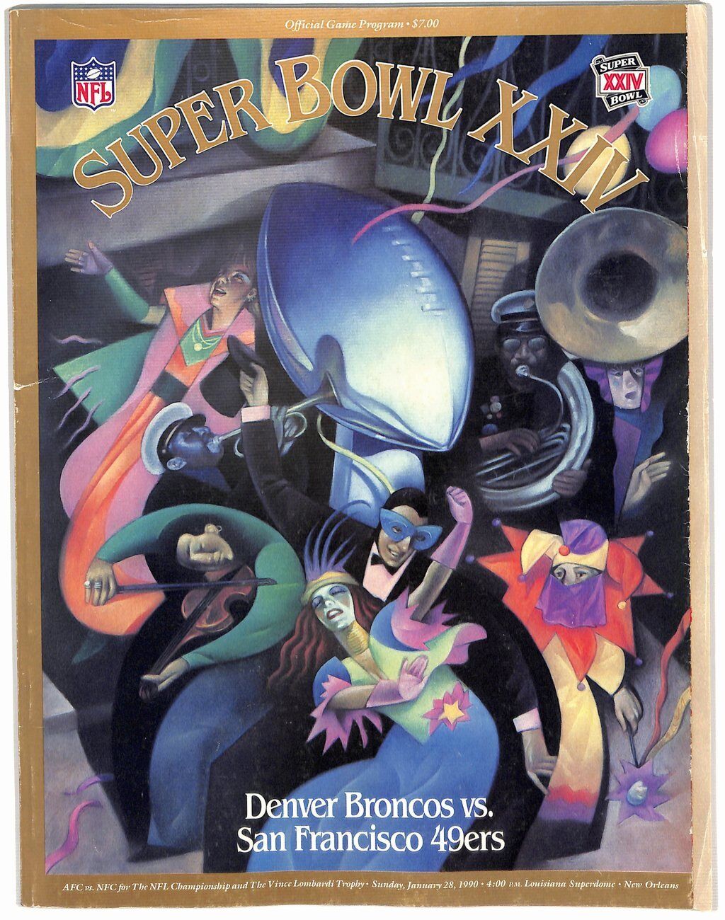 Super Bowl XXIV Game Program 1-24-90 Broncos vs. 49ers Joe Montana MVP 181630
