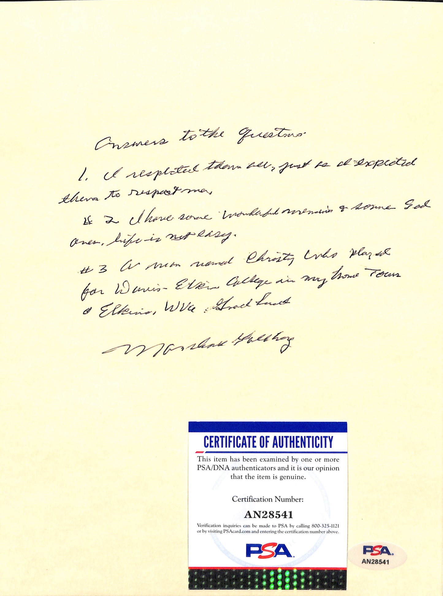 Marshall Goldberg Signed/Auto Handwritten Letter Pitt Panthers PSA/DNA 185242