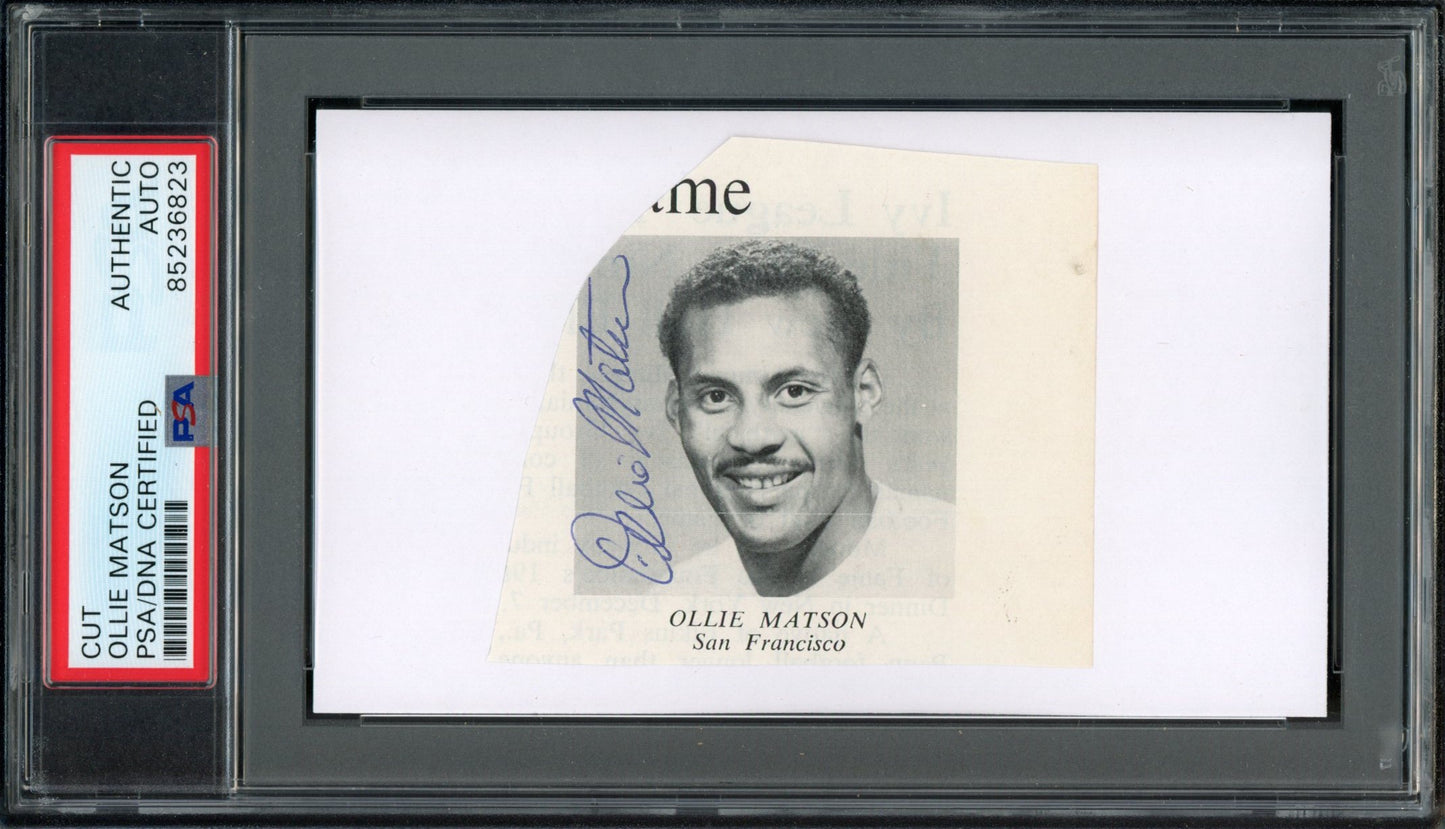 Ollie Matson HOF Signed/Auto Cut Photo on 3x5 Card Cardinals PSA/DNA 188290
