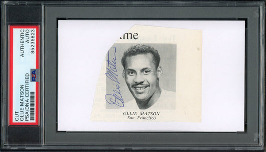Ollie Matson HOF Signed/Auto Cut Photo on 3x5 Card Cardinals PSA/DNA 188290